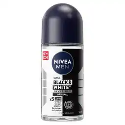 Trekpleister NIVEA Men Black & White Invisible Original Antitranspirant Roller aanbieding