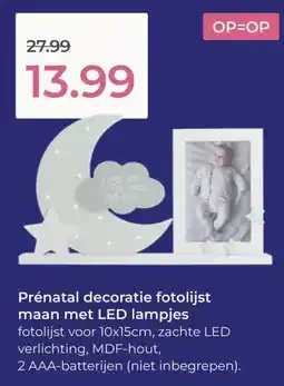 Prenatal Prénatal decoratie fotolijst maan met LED lampjes aanbieding