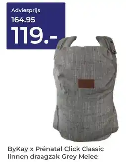 Prenatal ByKay x Prénatal Click Classic linnen draagzak Grey Melee aanbieding