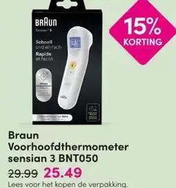 DA Braun Voorhoofdthermometer sensian 3 aanbieding