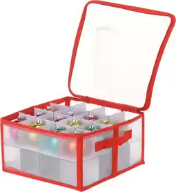Intratuin Kerstballen opbergbox voor 32 kerstballen transparant / rood 33 x 33 x 17 cm aanbieding