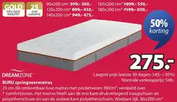 Jysk Dreamzone Buru springveermatras aanbieding