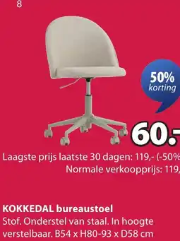 Jysk Kokkedal bureaustoel aanbieding