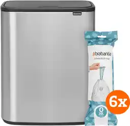 Coolblue Brabantia Bo Touch Bin 2 x 30 Liter Rvs Fingerprint Proof + Vuilniszakken (120 stuks) aanbieding