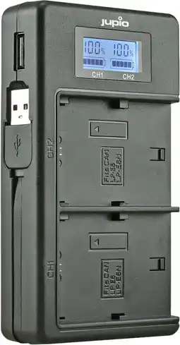 Coolblue Jupio USB Duo Charger LCD voor Canon LP-E6(N) aanbieding