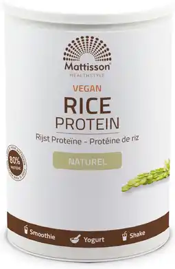 Bol.com Mattisson - Rijst Proteïne Poeder - 80% Eiwit - Vegan Eiwitpoeder - Naturel Smaak - 400 Gram aanbieding