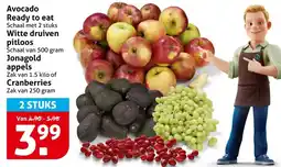 Hoogvliet Avocado Ready to eat , Witte druiven pitloos , Jonagold appels, Cranberries aanbieding