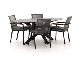 Kees Smit Bellagio Marudo/Furato ellips 200cm dining tuinset 5-delig stapelbaar aanbieding
