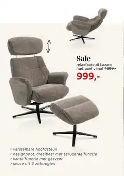 Henders & Hazel Relaxfauteuil Lazaro met poef aanbieding