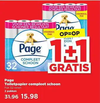 PLUS Page Toiletpapier Compleet Schoon 1+1 Gratis aanbieding