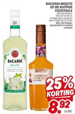 Dekamarkt Bacardi mojito of de kuyper cocktails aanbieding