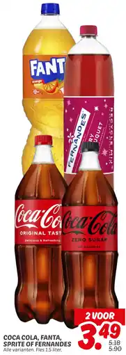 Dekamarkt Coca cola, fanta, sprite of fernandes aanbieding