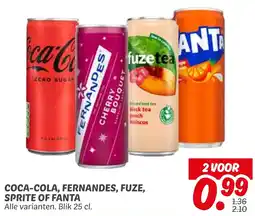 Dekamarkt Coca-cola, fernandes, fuze, sprite of fanta aanbieding