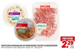Dekamarkt Heiploeg garnalen of montorsi tapas vleeswaren aanbieding