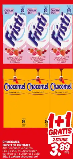 Dekamarkt Chocomel, fristi of optimel aanbieding