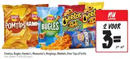 Jumbo Cheetos, Bugles, Hamka's, Mamamia's, Ringlings, Wokkels, Pom-Tips of Grills aanbieding