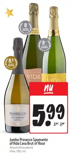 Jumbo Jumbo Prosecco Spumante of Vida Cava Brut of Rosé aanbieding