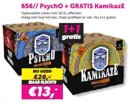 Meester Vuurwerk 656// Psycho + GRATIS KamikazE aanbieding