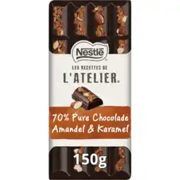 Albert Heijn L'Atelier 70% Pure chocoladereep amandel & karamel aanbieding