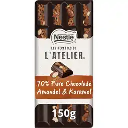 Albert Heijn L'Atelier 70% Pure chocoladereep amandel & karamel aanbieding