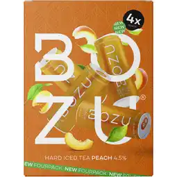 Albert Heijn Bozu Hard iced tea peach 4-pack aanbieding