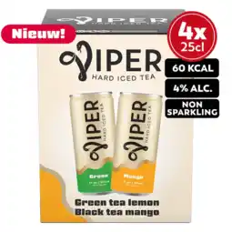 Albert Heijn Viper Hard iced tea green & mango 4-pack aanbieding