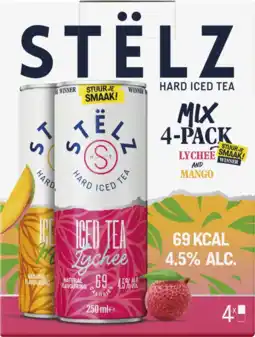 Albert Heijn Stëlz Hard iced tea mango lemon 4-pack aanbieding