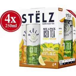 Albert Heijn Stëlz Hard iced tea mango lemon 4-pack aanbieding
