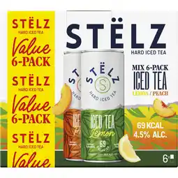 Albert Heijn Stëlz Hard iced tea lemon peach 6-pack aanbieding