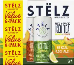Albert Heijn Stëlz Hard iced tea lemon peach 6-pack aanbieding