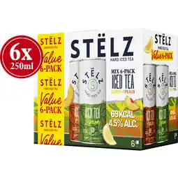 Albert Heijn Stëlz Hard iced tea lemon peach 6-pack aanbieding