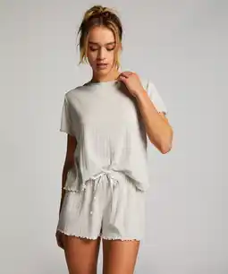 Hunkemoller Hunkemöller Pyjama shorts Pointelle Beige aanbieding