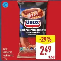ALDI Unox Gelderse rookworst aanbieding