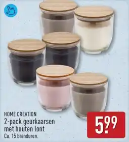 ALDI Home creation 2-pack geurkaarsen met houten lont aanbieding
