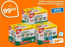 Trekpleister Dreft vaatwascapsules Platinum Plus Gigapack aanbieding