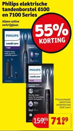 Kruidvat Philips elektrische tandenborstel 6100 en 7100 Series aanbieding