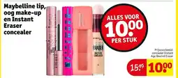Kruidvat Maybelline lip, oog make-up en Instant Eraser concealer aanbieding