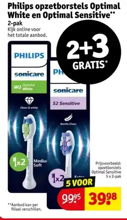 Kruidvat Philips opzetborstels Optimal White en Optimal Sensitive aanbieding