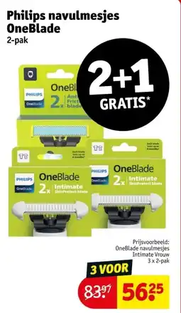 Kruidvat Philips navulmesjes OneBlade aanbieding
