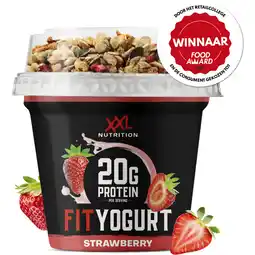 Albert Heijn XXL Nutrition Fit yoghurt protein strawberry aanbieding