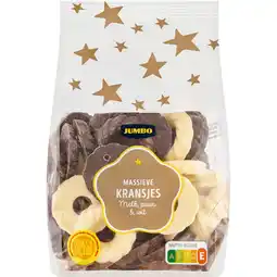 Jumbo Jumbo Massieve Kransjes Melk, Puur & Wit 400 g aanbieding