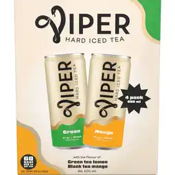 Dekamarkt Viper Hard ice tea lemon & mango 4-pack aanbieding