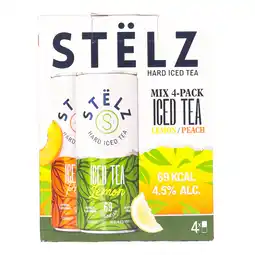 Dekamarkt Stelz Hard ice tea lemon en peach 4x25cl aanbieding