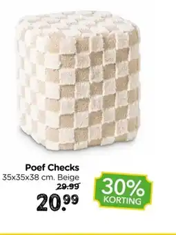 Xenos Poef checks beige aanbieding