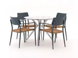 Kees Smit Bellagio Cino/Sora ø 90cm dining tuinset 5-delig stapelbaar aanbieding