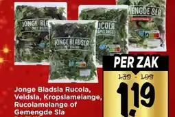 Vomar Voordeelmarkt Jonge Bladsla Rucola, Veldsla, Kropslamelange, Rucolamelange of Gemengde Sla aanbieding