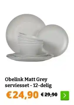 Obelink Obelink Matt Grey serviesset - 12-delig aanbieding