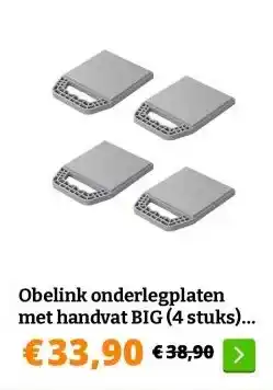 Obelink Obelink onderlegplaten met handvat BIG (4 stuks) - 29 cm aanbieding