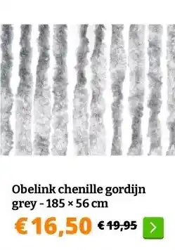 Obelink Obelink chenille gordijn grey - 185 × 56 cm aanbieding