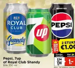 Vomar Voordeelmarkt Pepsi, 7up of Royal Club Shandy aanbieding